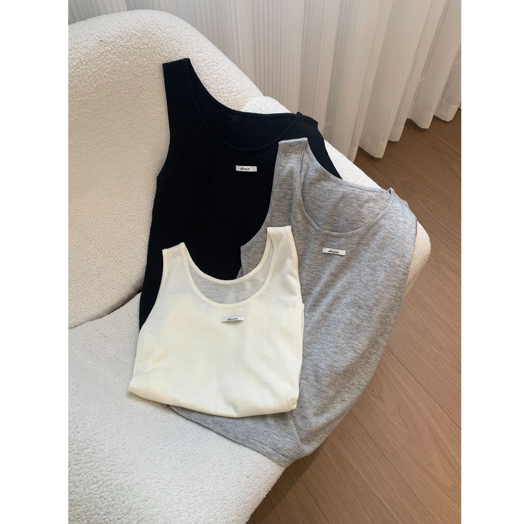 【韩标背心】25春夏 31咩针织u领宽边 吊带背心  叠穿单穿