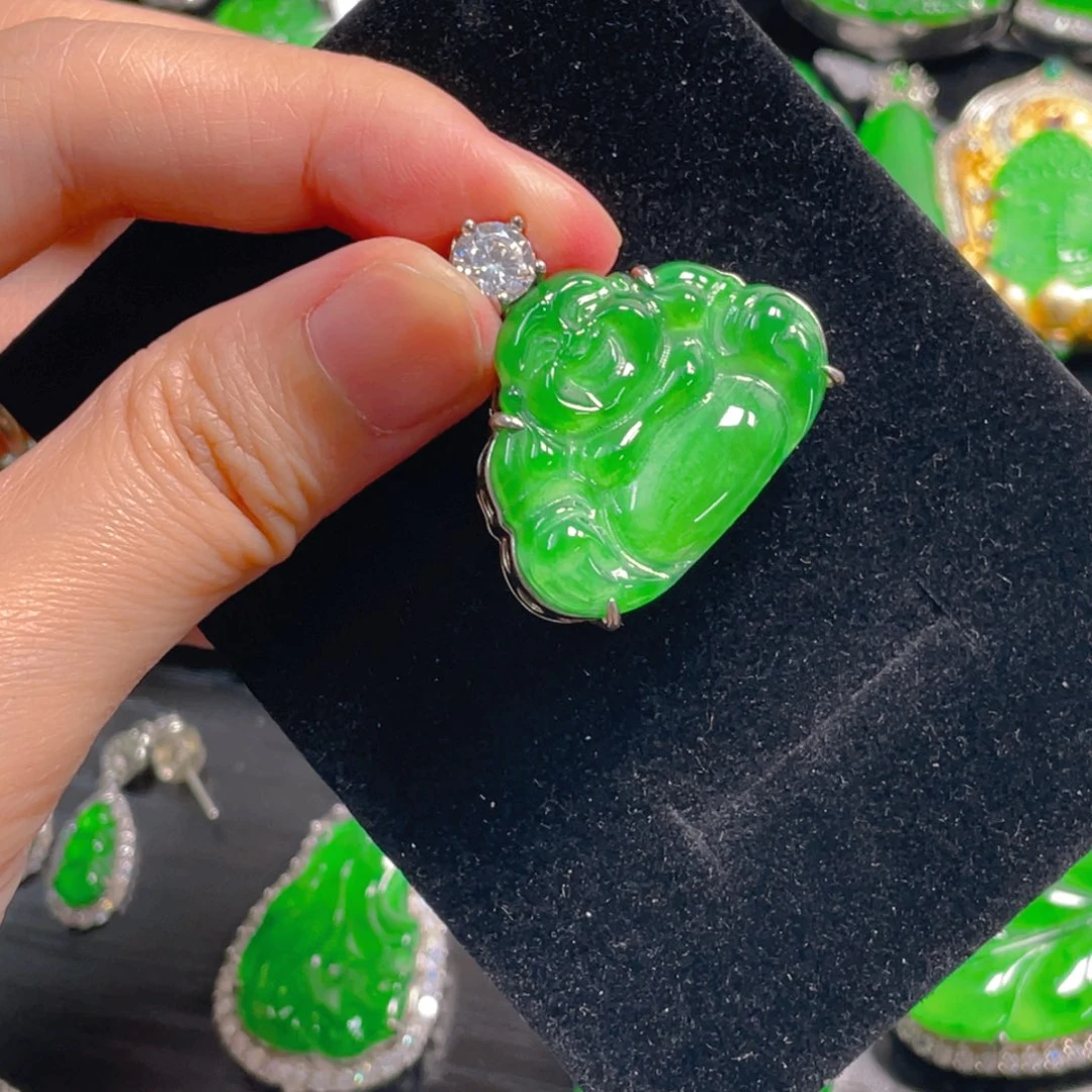 翡翠银S925镶嵌吊坠(不含链)