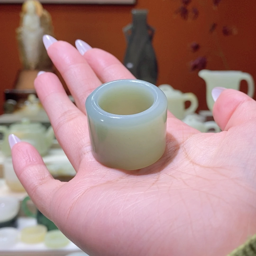 未镶嵌和田玉把件和田玉且末蓝调扳指23.2mm