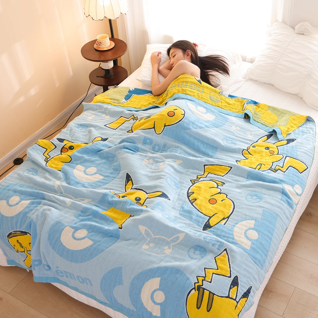 纯棉纱布毛巾毯全棉卡通可爱午睡沙发盖毯柔软家用吸汗透气空调毯