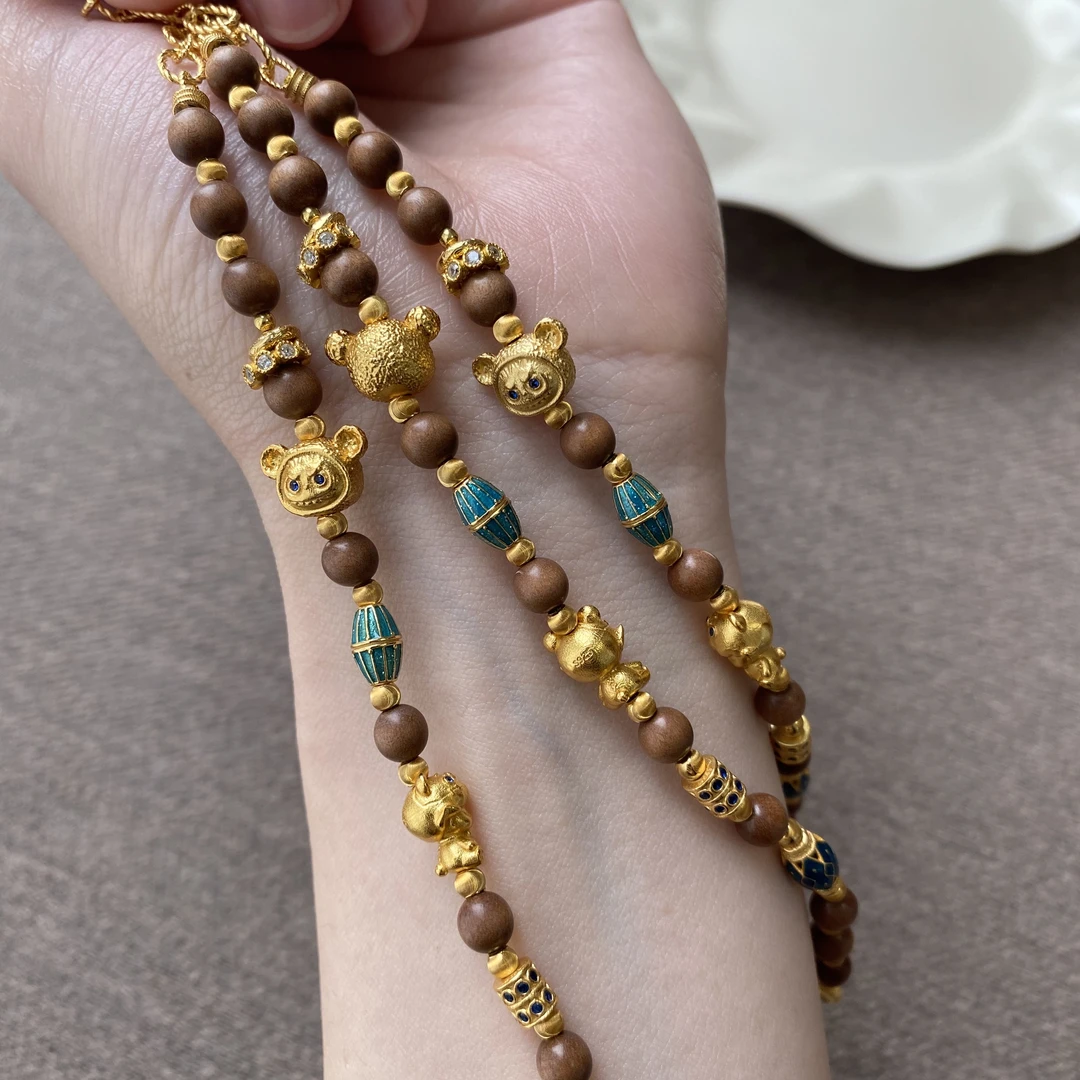 925银手链 【可爱bubu】一颗萱萱烧蓝素银老山檀手链（多样性发其一）