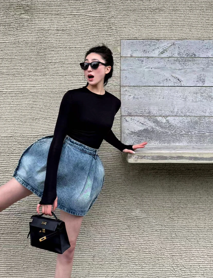 66805圆领短袖T恤5991潮流牛仔短裙