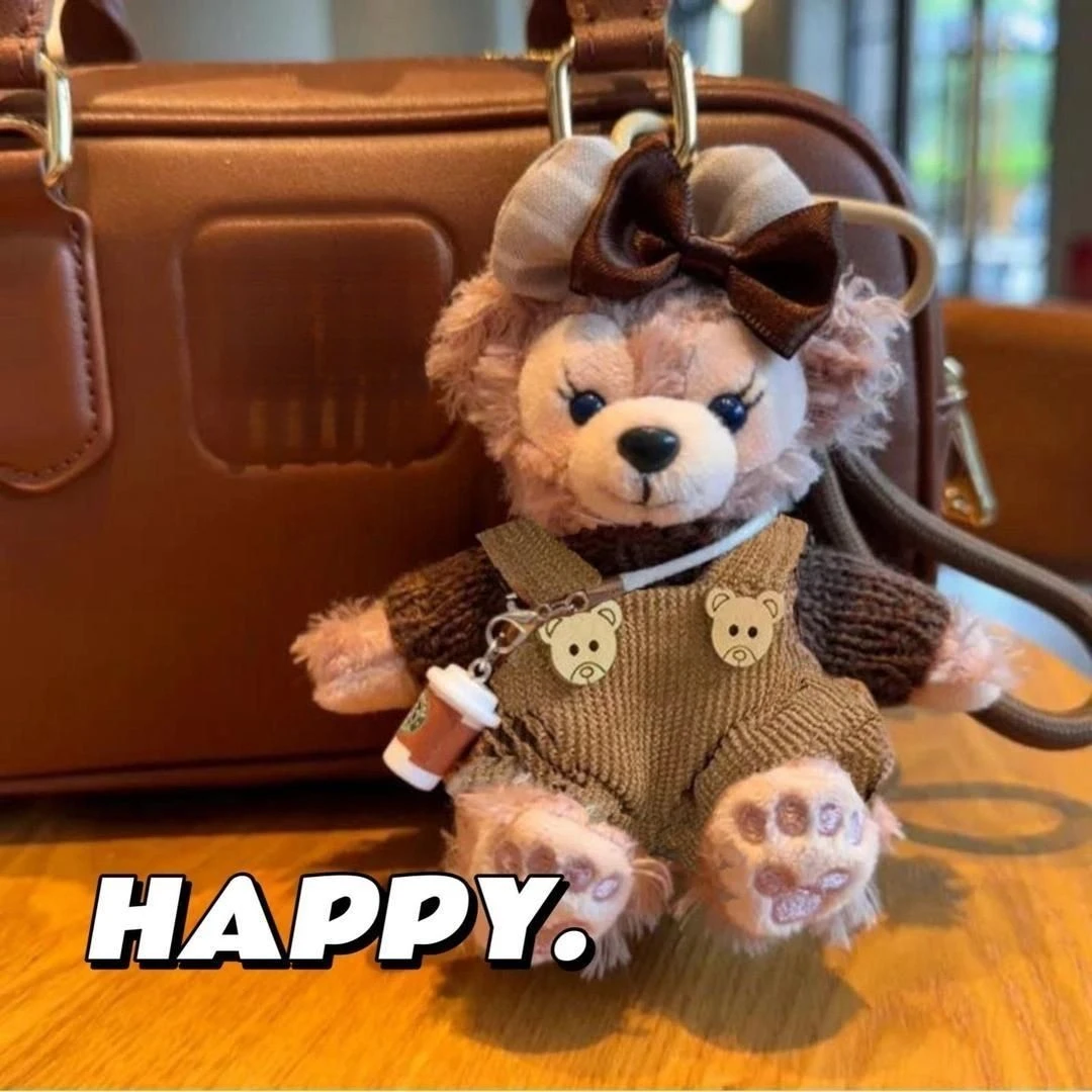 秋冬咖色背带咖啡雪莉玫毛绒公仔包包挂件汽车钥匙扣挂饰情侣XXH