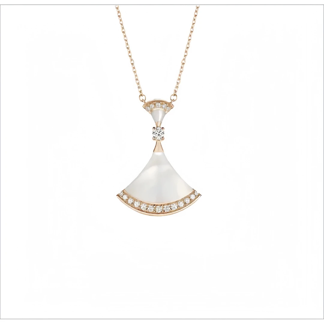 白贝间钻大裙子项链设计轻奢气质 8151