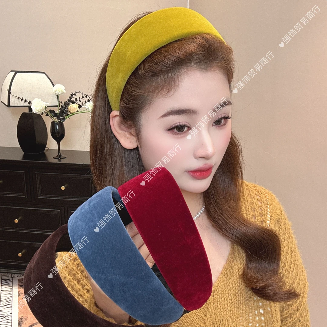 强饰店铺新款韩国东大门赫本高颅顶丝绒发箍宽边百搭气质头箍