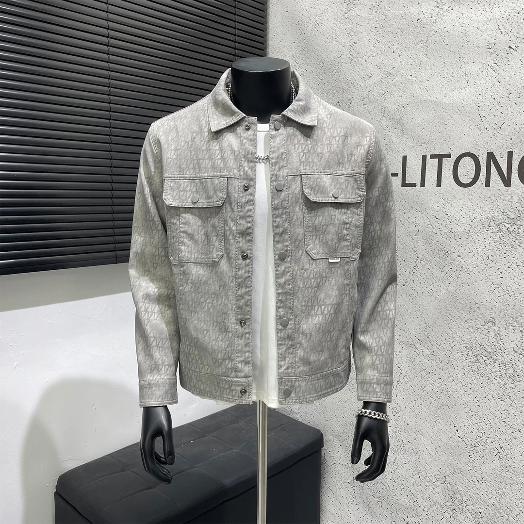 秋季皮夹克男士2025新款潮牌翻领菱形做旧PU皮机车外套春秋上衣男