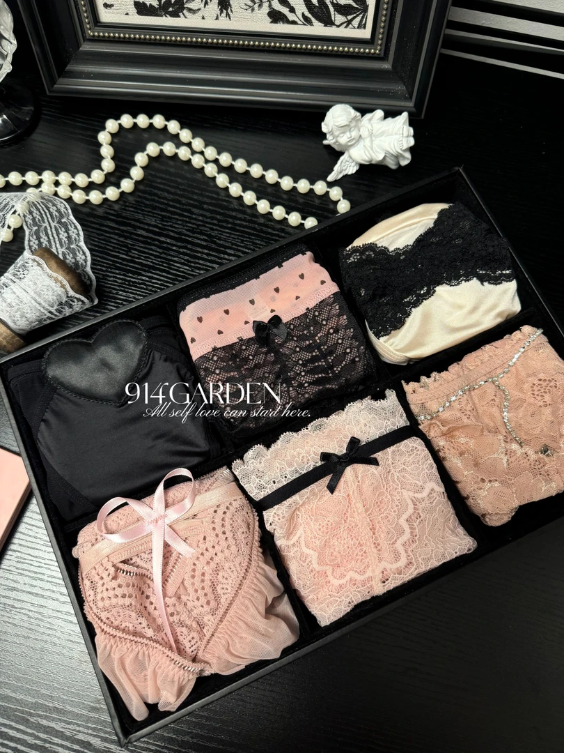 “偷心猎手”纯欲少女性感黑色透气蕾丝低腰女士内裤