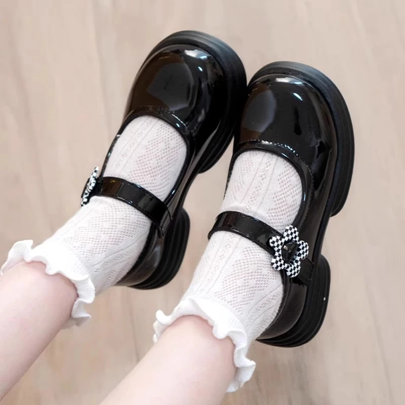 361断码真皮女童小皮鞋2025春秋新款儿童公主黑色单鞋女孩学院风
