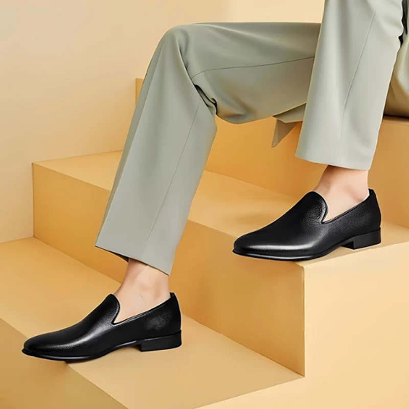 夏季高品质商务休闲皮鞋男真皮乐福鞋懒人鞋轻便舒适透气单鞋潮鞋