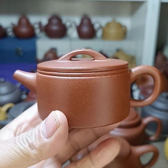 紫砂茶壶原矿红降坡粗砂汉瓦内推160cc半手工