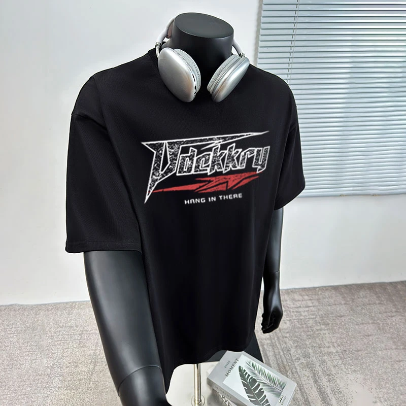 美式潮牌字母印花圆领纯棉短袖t恤男夏季高街休闲百搭宽松上衣ins