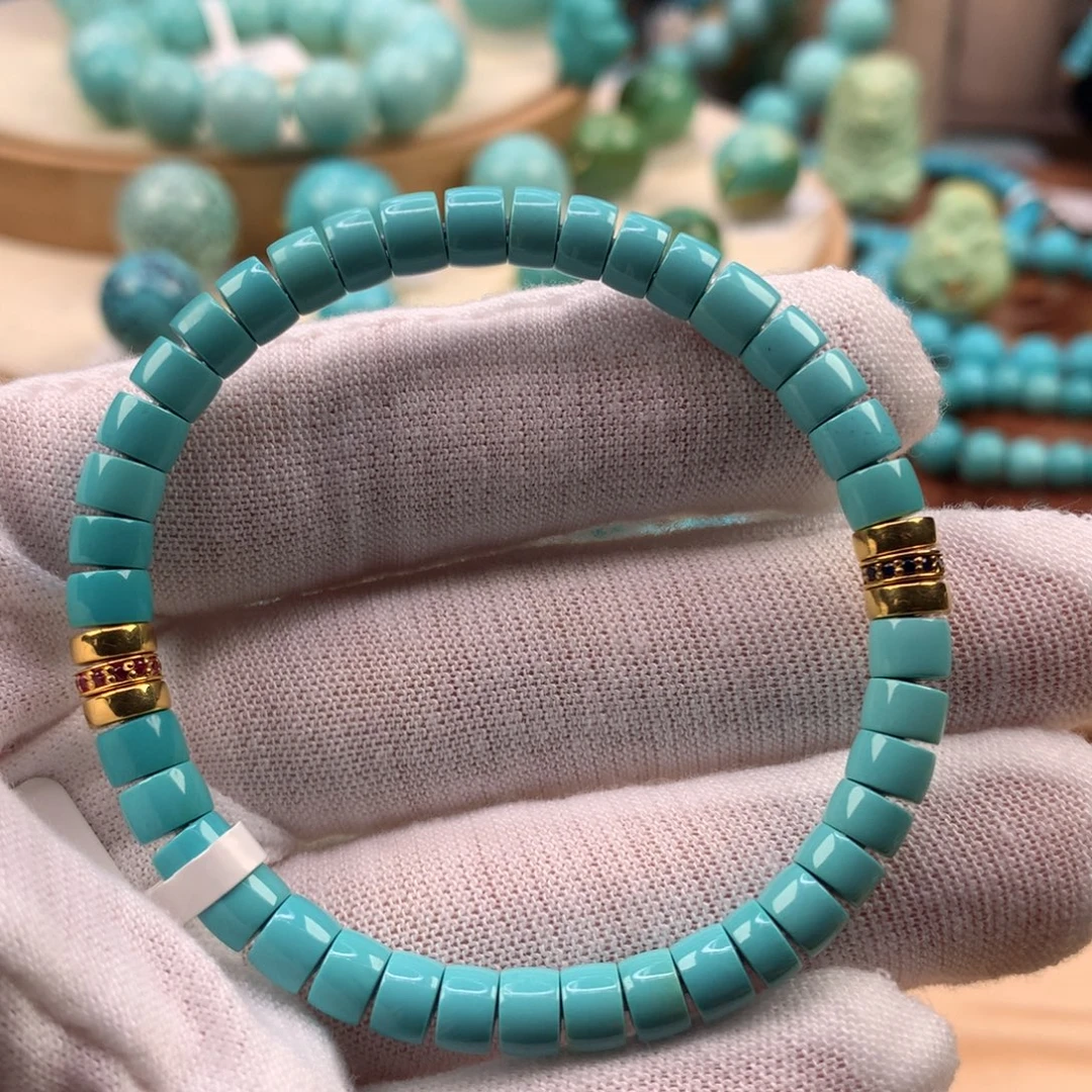 绿松石18K金镶嵌珠宝奇石5.5mm