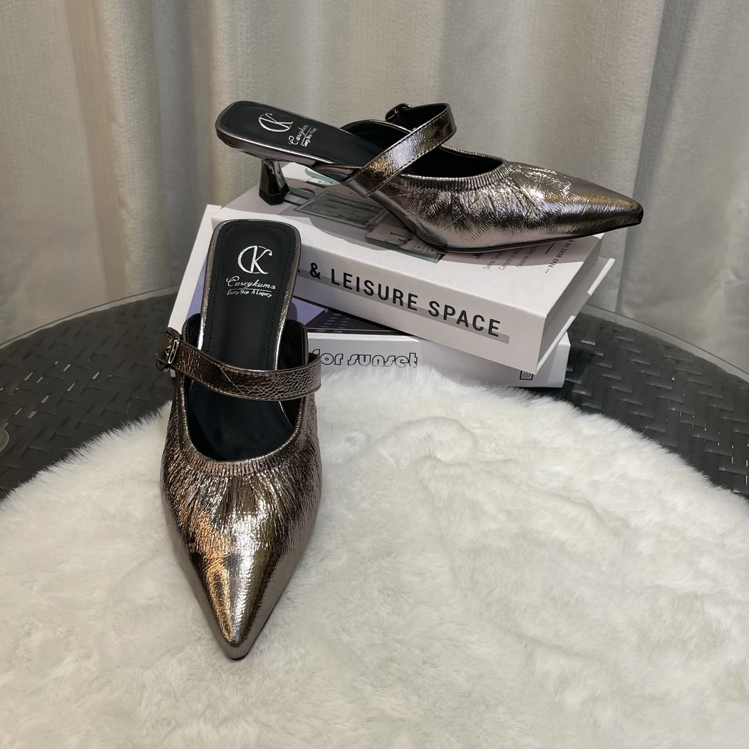 羊皮3厘米气质浅口女鞋优雅时尚舒适透气百搭凉鞋xm8179