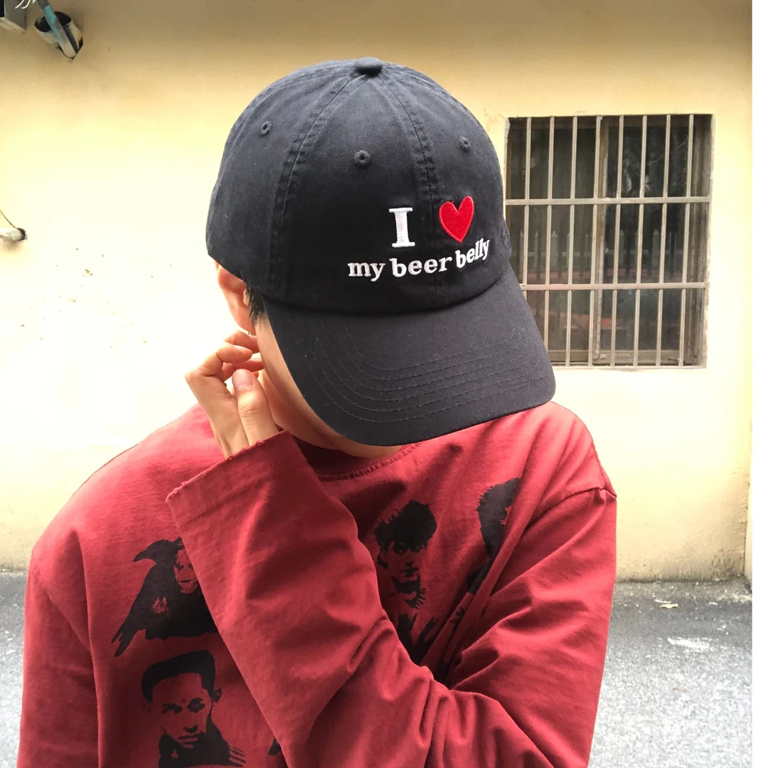 韩系加大帽檐爱心水洗简约棒球帽加深情侣复古街头鸭舌帽夏季