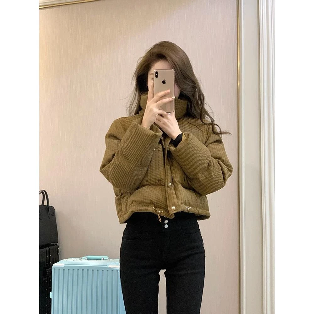 粗花呢风格轻质羽绒服女式2025秋冬新款短款小面包饼克服棉质夹克