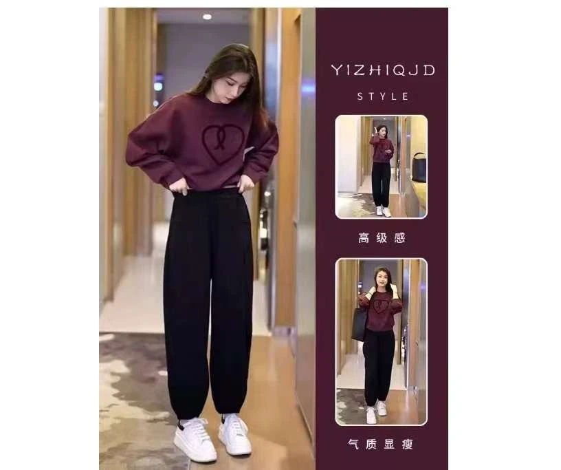 宽松宽松型休闲风圆领中老年女装时尚女装休闲裤运动