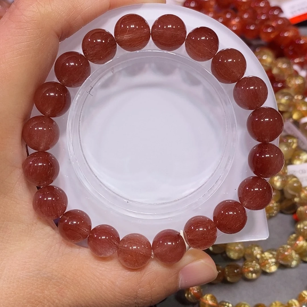 未镶嵌手链水晶红兔毛10.8