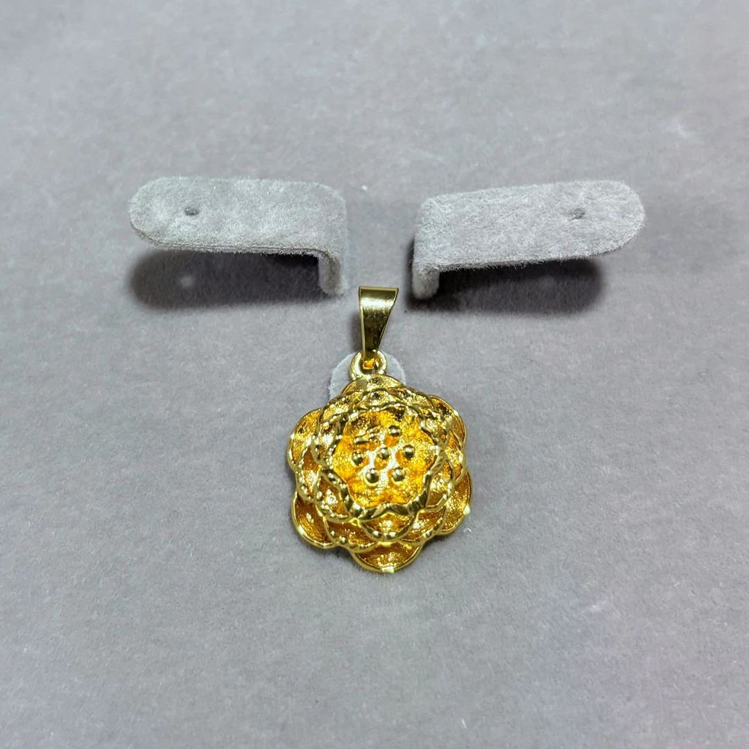 628 玫瑰花吊坠 金色精工