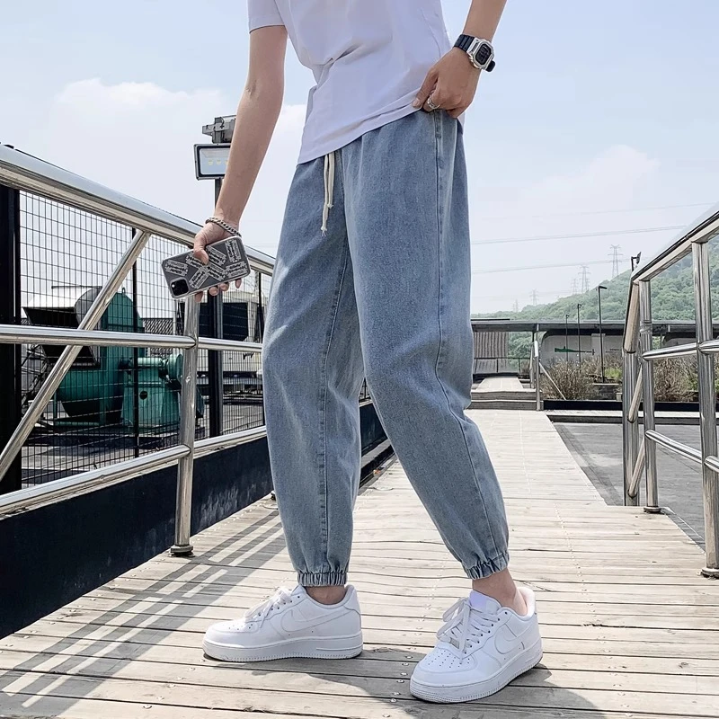 2025年春秋夏季牛仔裤男潮流宽松休闲束脚九分哈伦裤男士裤子男