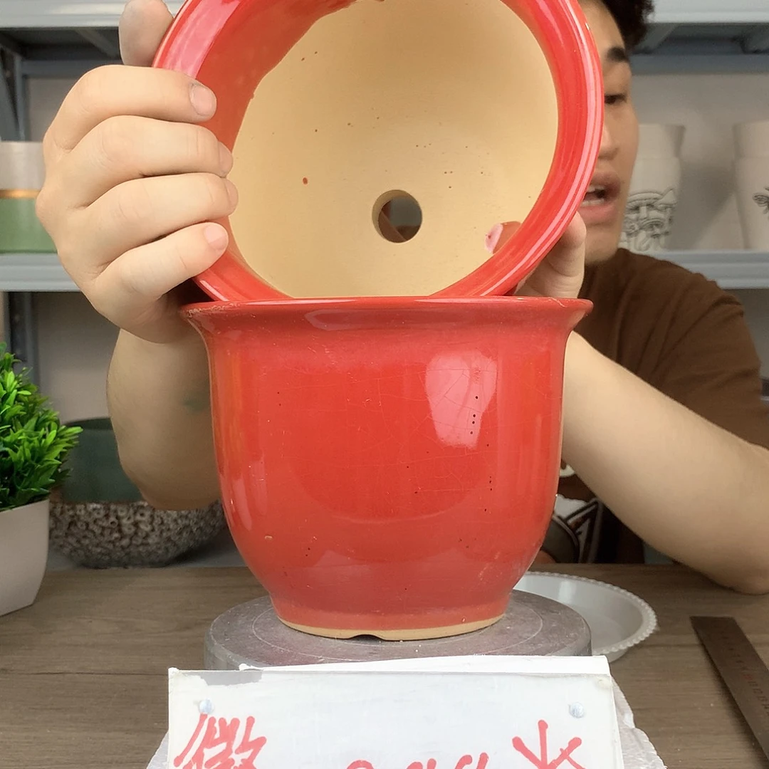 红陶微瑕/红色花盆14x13两个花盆（没有托盘、没有过滤网）