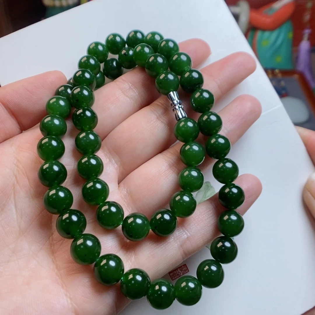 和田玉手链未镶嵌7号矿碧玉红皮老料