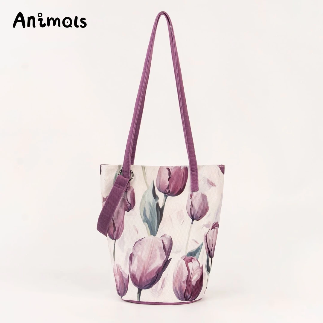 AnimQls【紫韵流光】单肩包小众通勤斜挎大容量水桶包包包女款