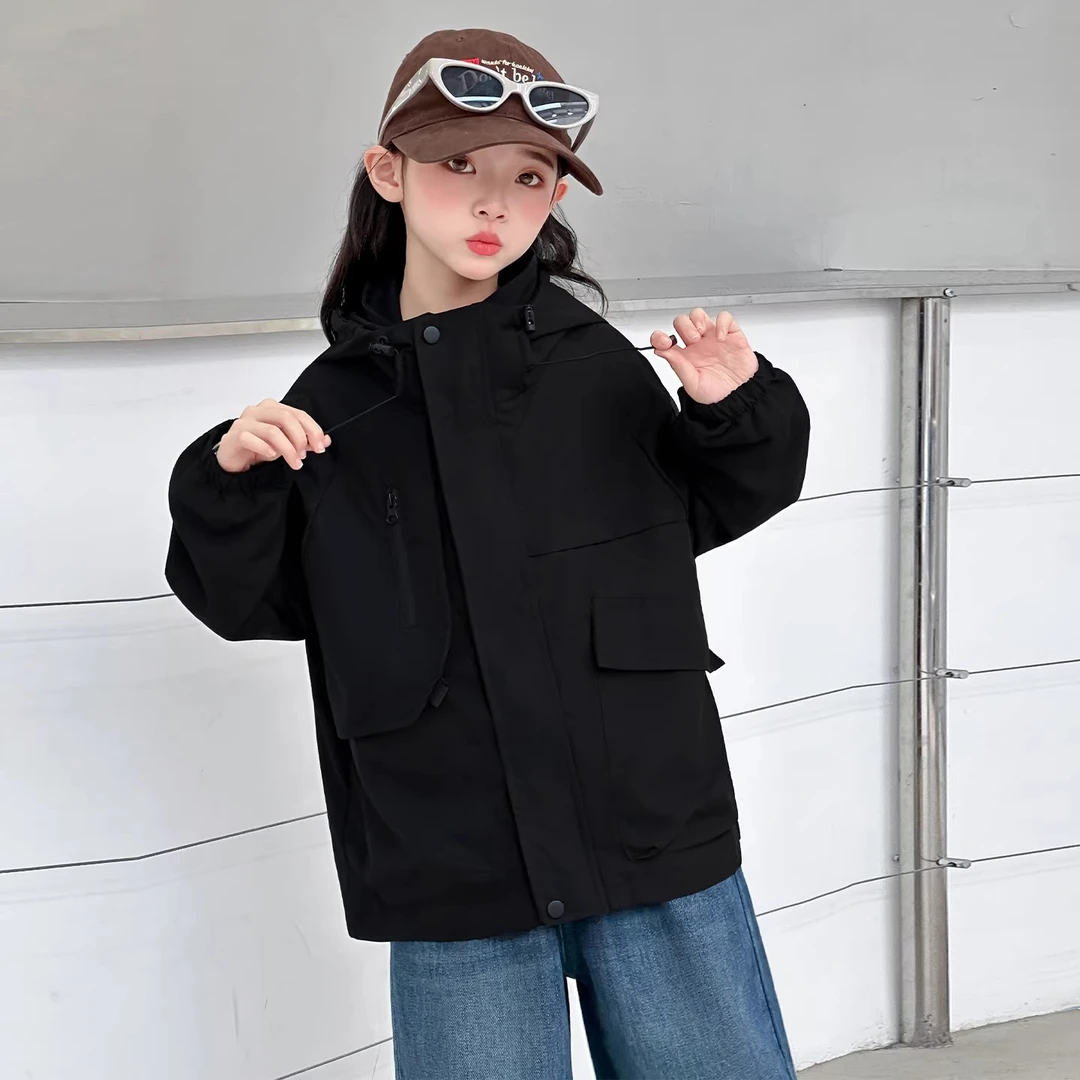 女童棒球服外套秋2025新款儿童洋气卫衣开衫大童春秋韩版连帽上衣