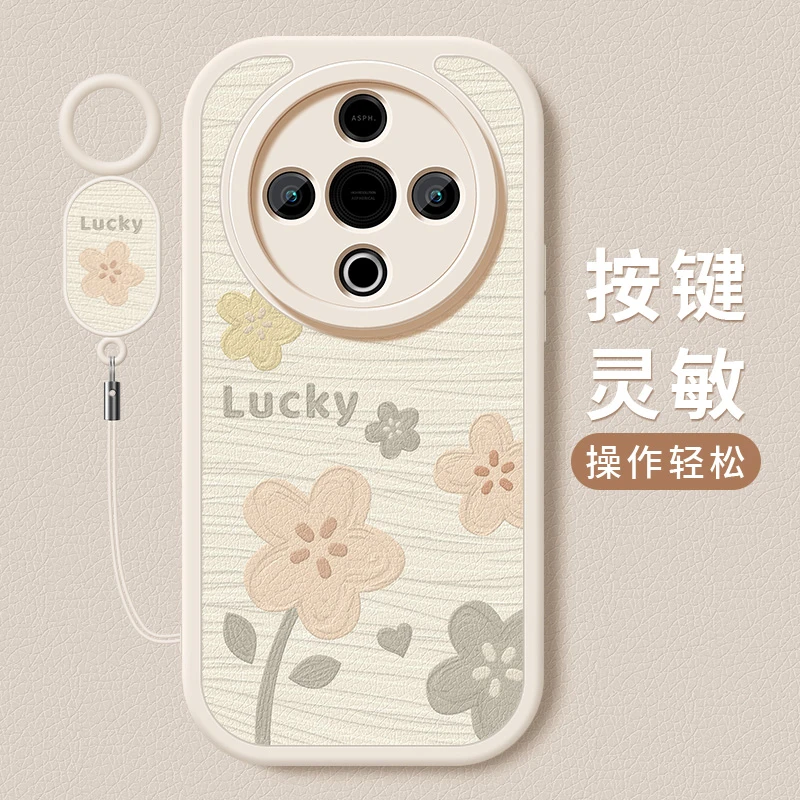 幸运小花适用vivoy300手机壳新款小羊皮硅胶镜头全包防摔保护套薄
