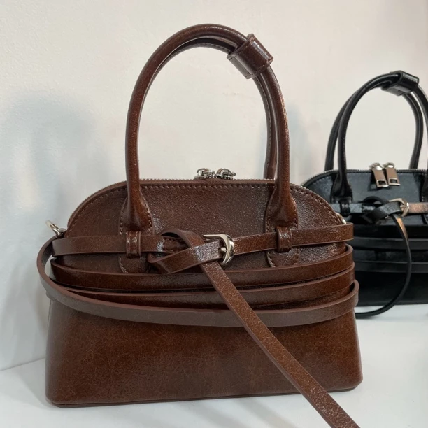 小众设计缠绕贝壳包女士手提斜挎包通勤百搭时尚波士顿单肩黑色