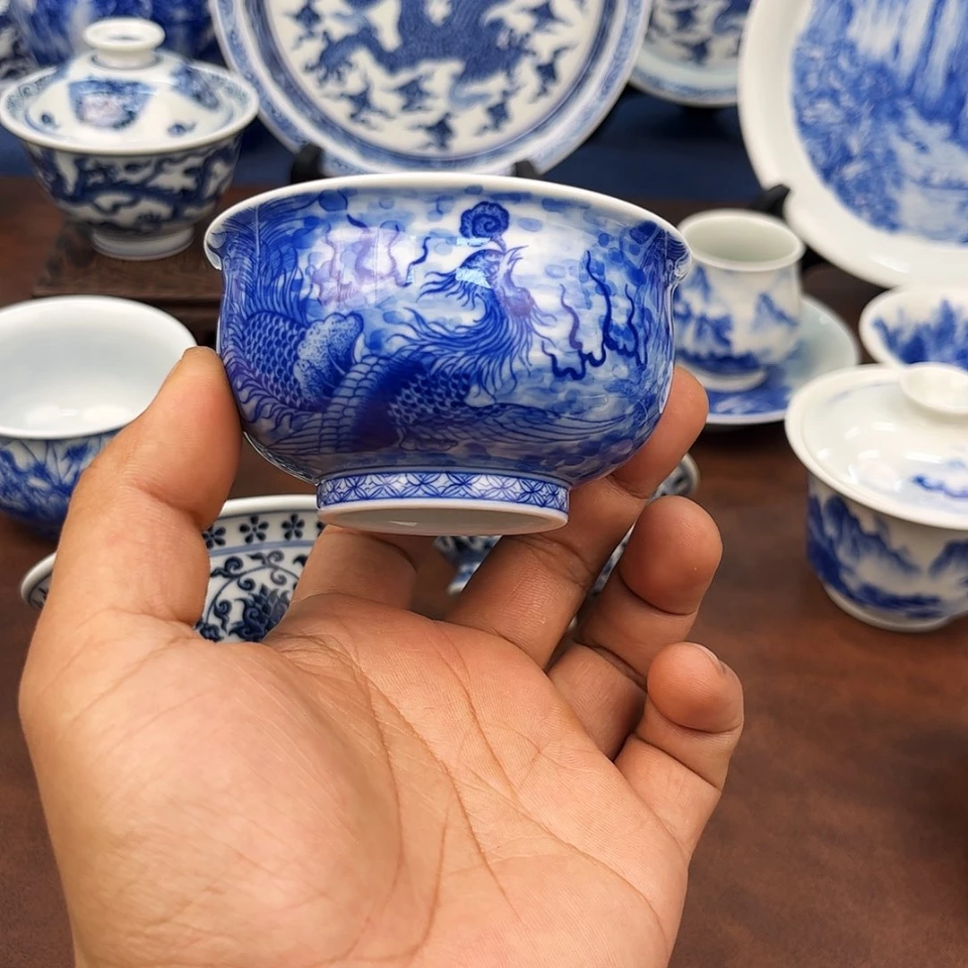 摆件红***冰凤凰卢氏杯手绘