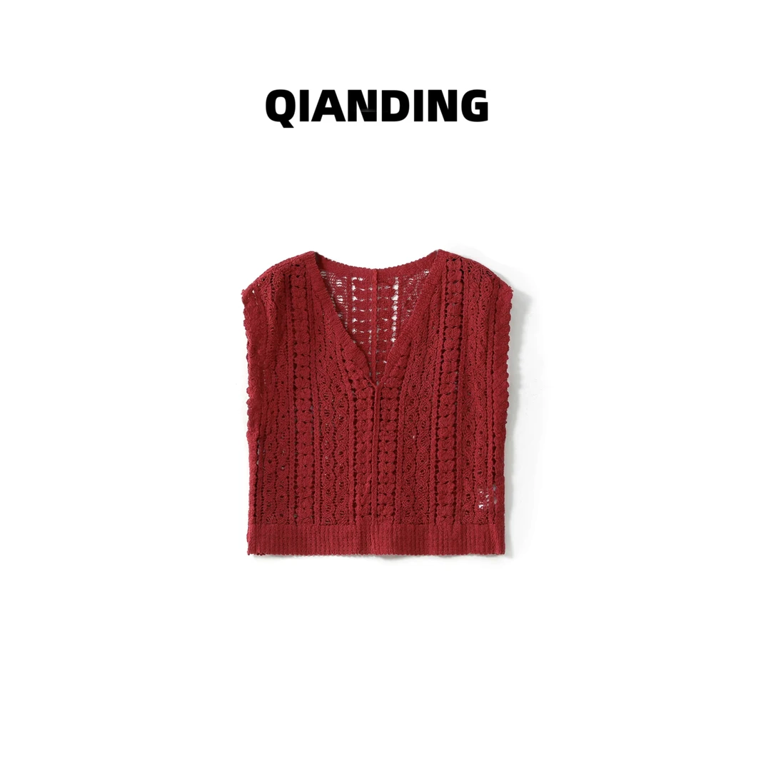 JZ【南岛钩花坎肩】100棉钩花镂空显瘦舒适时尚百搭针织衫JZ25526