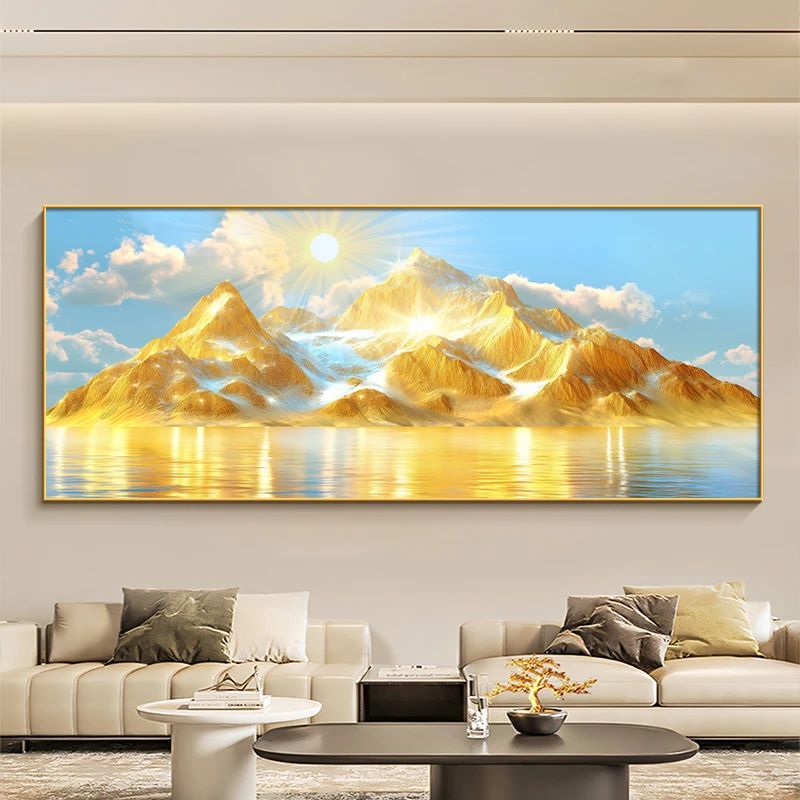 日照金山装饰画背靠金山山水画沙发装饰画日照金山客厅背景墙挂画