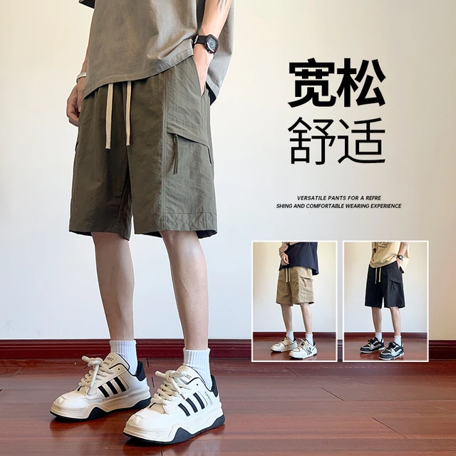 工装短裤男夏季2025新款冰丝外穿透气潮牌宽松大裤衩休闲5分裤子