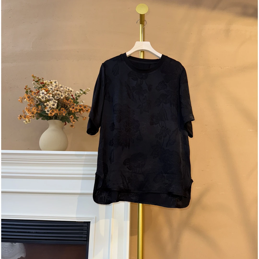 [青烟]Q367宽松春季新中式新款休闲短袖时尚圆领经典百搭