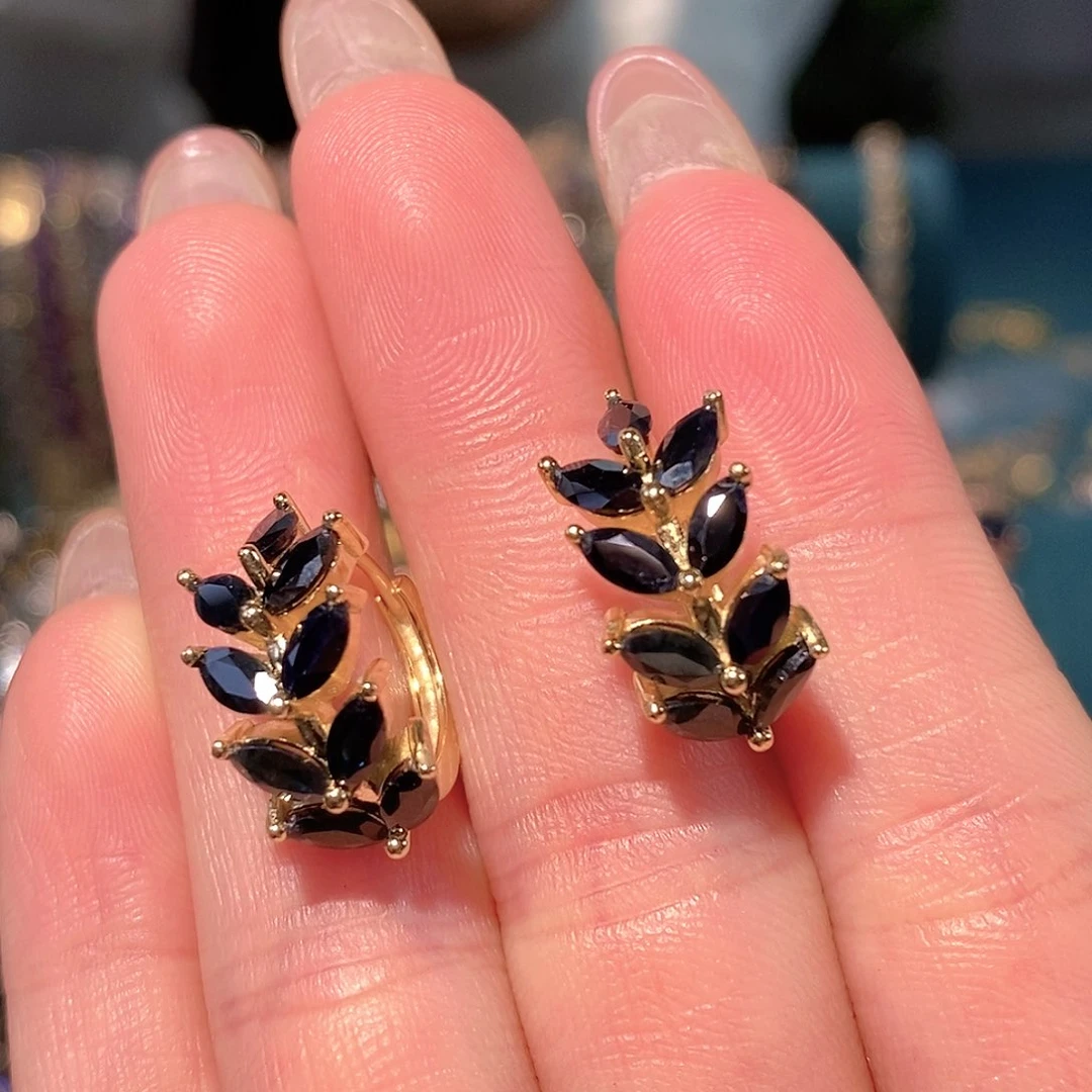 耳饰蓝宝石银S925镶嵌天然蓝宝石