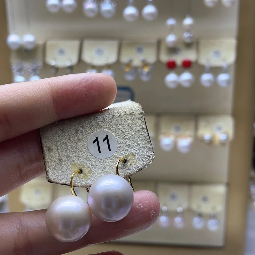 银S925镶嵌耳饰淡水珍珠