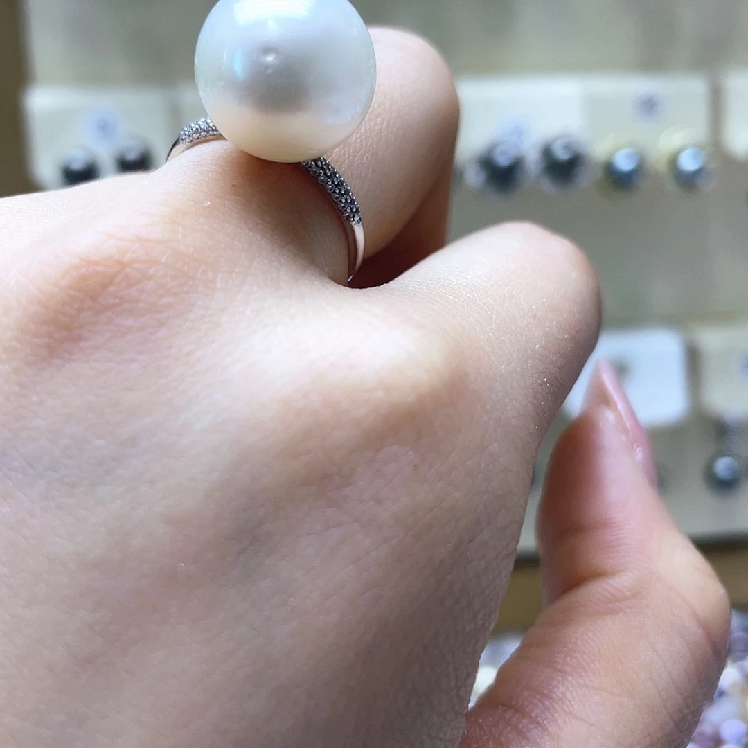 海水珍珠戒指18K金镶嵌