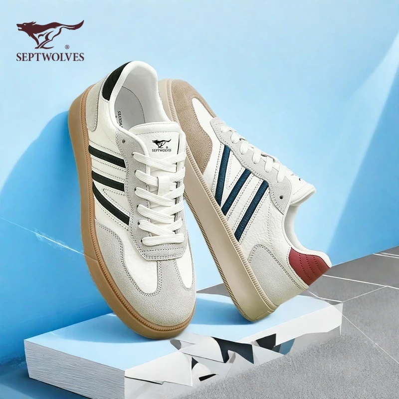 七匹狼男士秋冬德训鞋时尚百搭板鞋低帮潮流休闲鞋拼色阿甘鞋1025