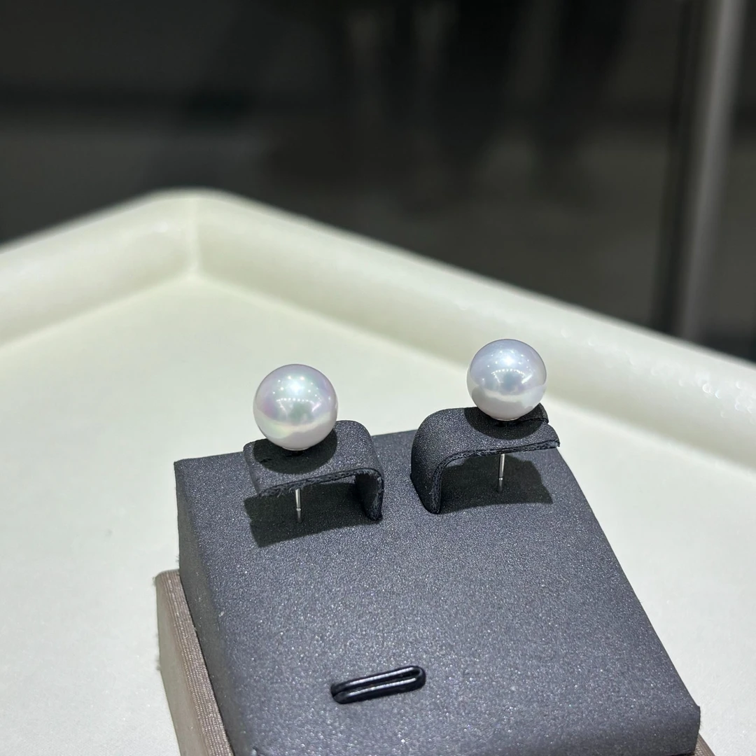 【樱花粉耳钉】9-10mm淡水珍珠日常银S925百搭耳钉-多样性发一