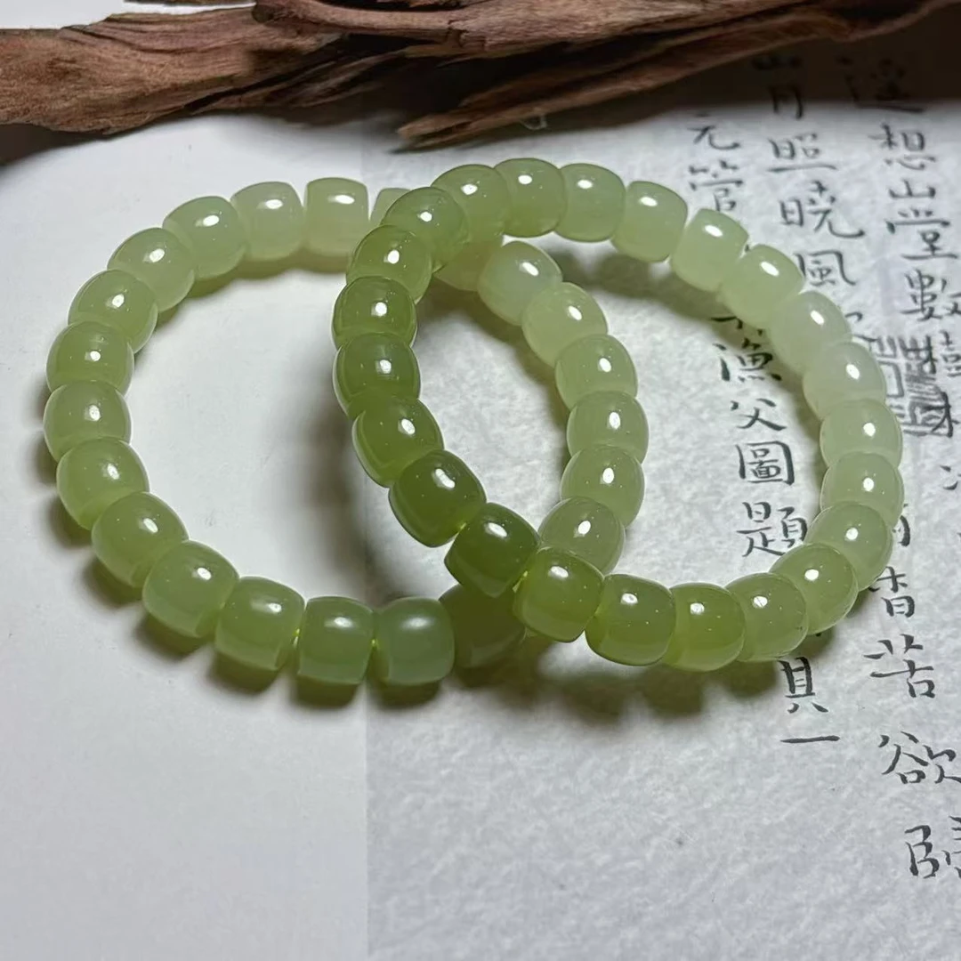 《老猪严选》YH051天然和田玉直切渐变素圈手串约9*8mm多样性发其一