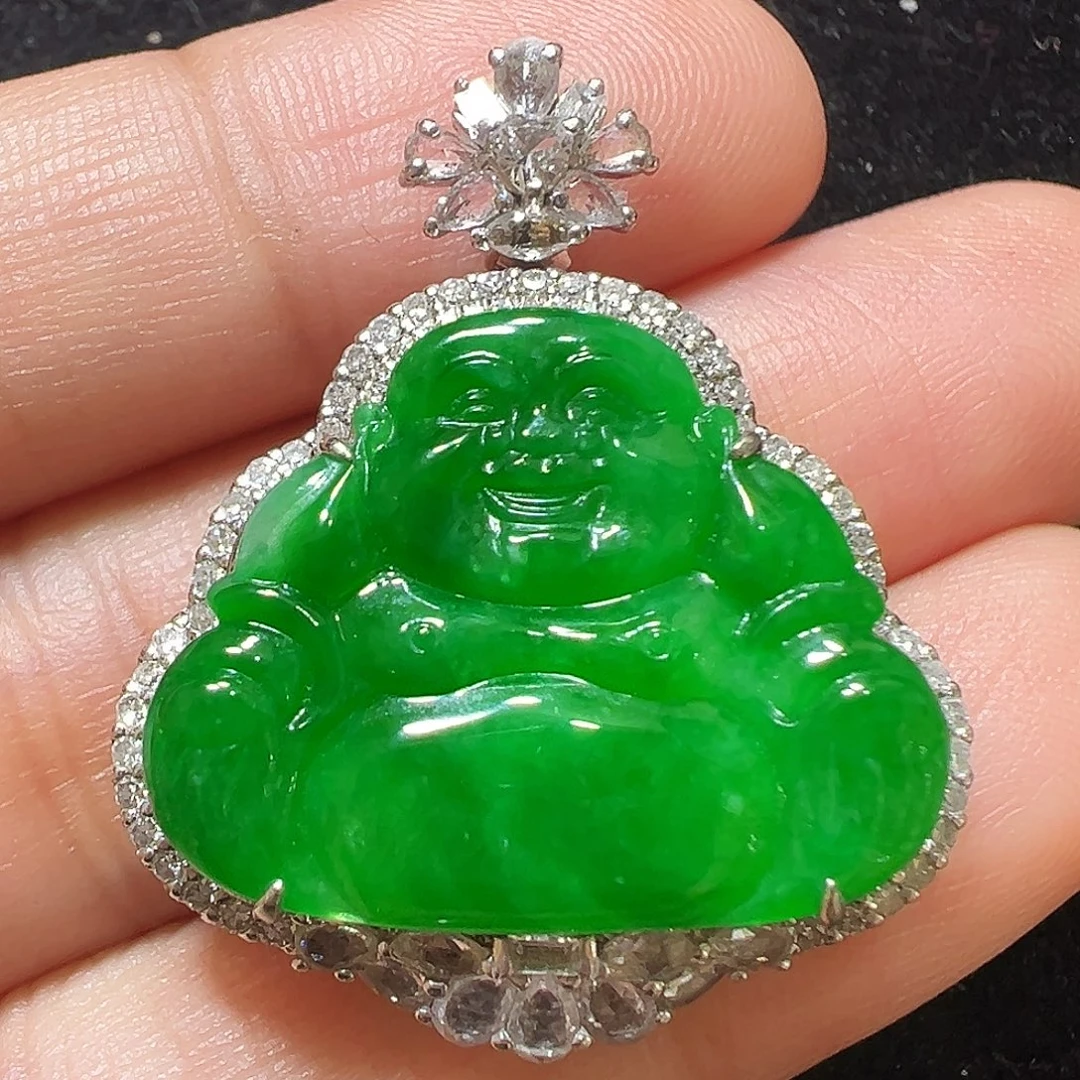 翡翠18K金镶嵌吊坠(不含链)