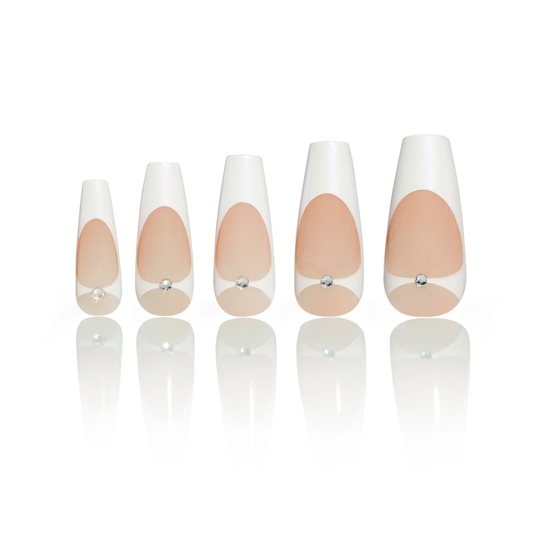 幻调Ballerina 小芭蕾 | 简约裸色芭蕾全包法式带钻穿戴美甲859