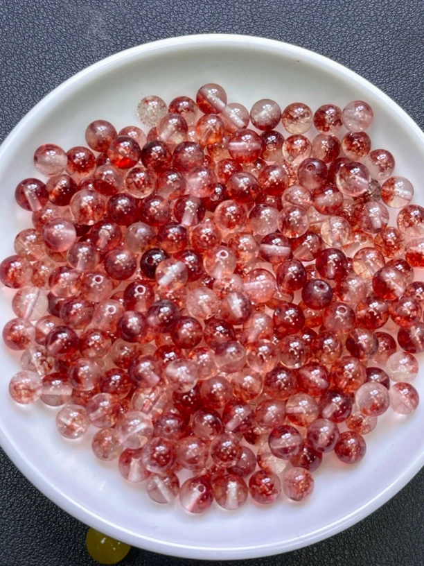 天然珠宝玉石 红幽灵散珠Y2021  8MM 30颗（赠弹力绳）