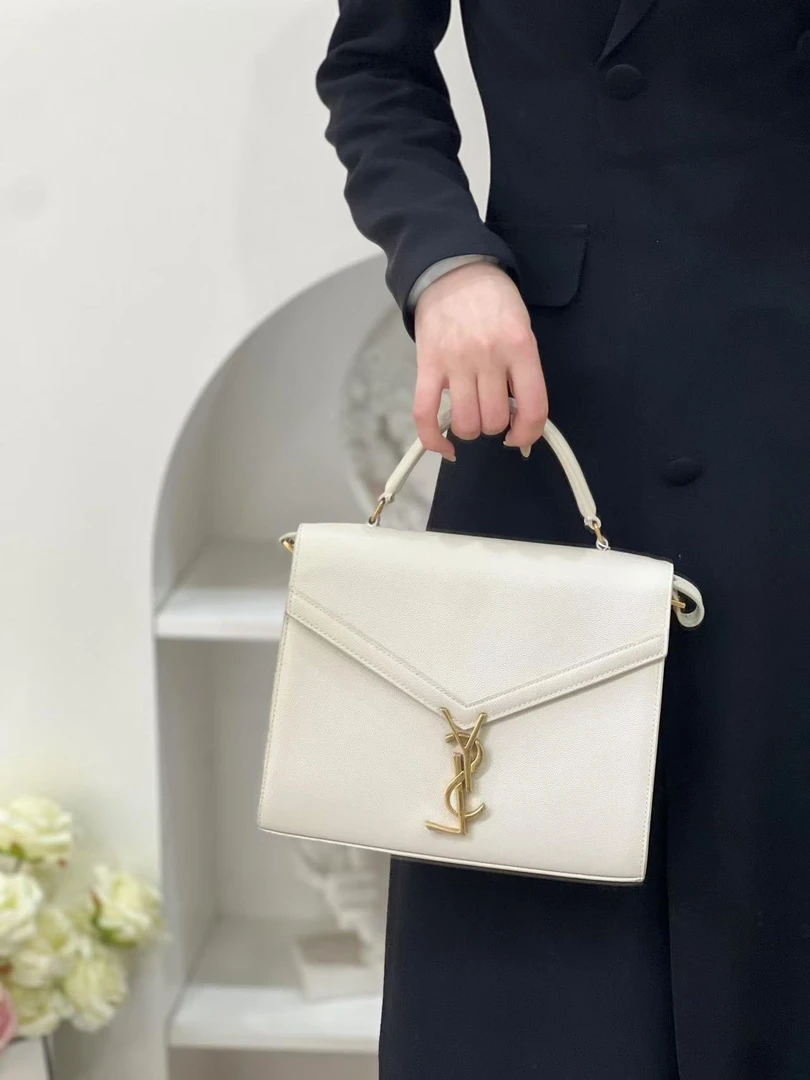 99新 YSL/圣罗兰 ysl cassandra手提中号荔枝纹白金/公价无/甄选