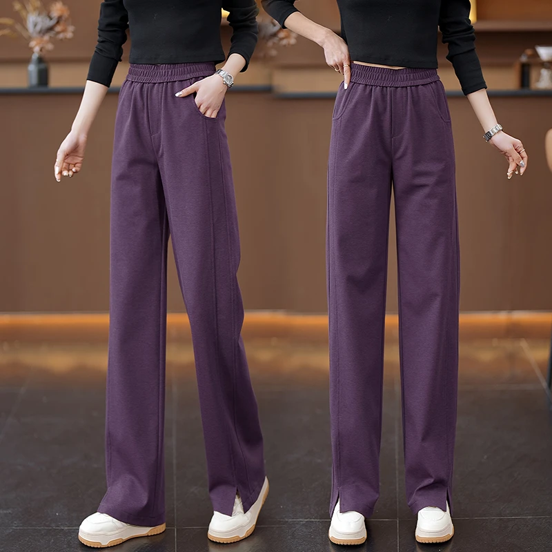 欧货香蕉阔腿裤2025春夏新款高腰显瘦遮肉百搭开叉直筒休闲裤子女