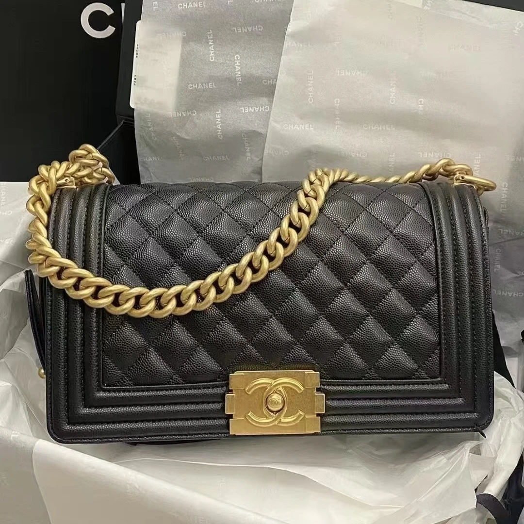 未使用 Chanel/香奈儿 黑金leboy中号 24年芯片款 链条斜挎包