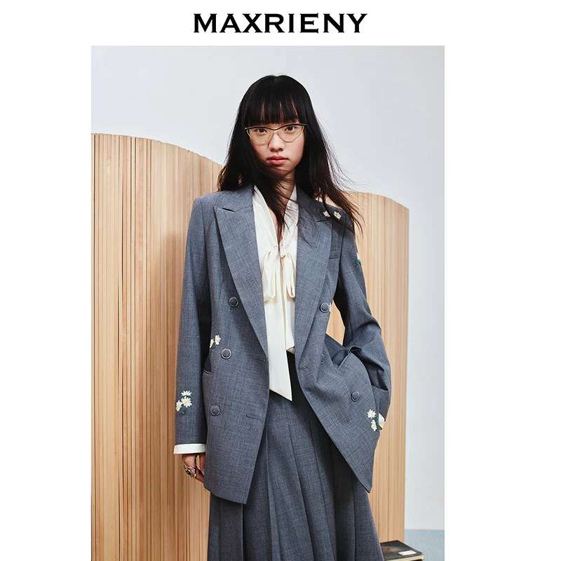 【商场同款-小雏菊系列】MAXRIENY小雏菊西装钉珠绣花简约外套女