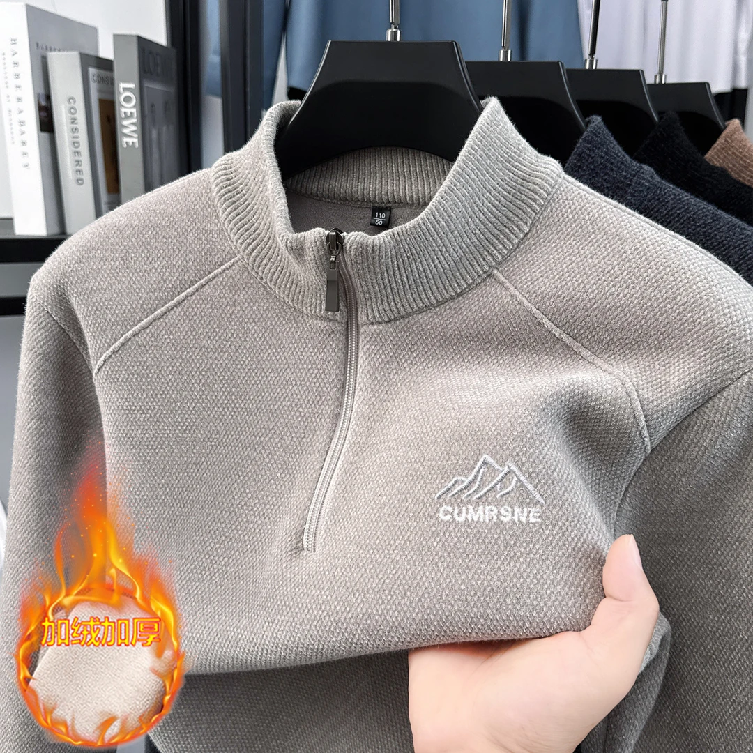 AVAJ男士毛衣半拉链加绒加厚秋冬季保暖休闲百搭长袖打底衫外套