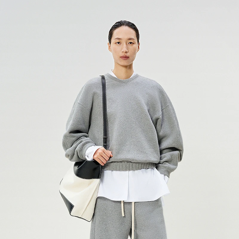 【商场同款】LESS2025春新全棉圆领松弛套头休闲卫衣2P1412950