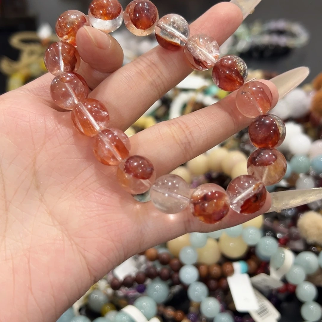 未镶嵌手串水晶红胶花